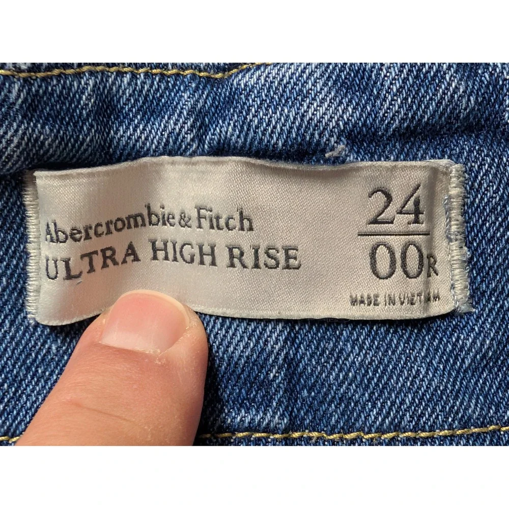 Abercrombie Fitch Womens Jeans 24 / 00R Ultra High Rise Paperbag Pleated Blue